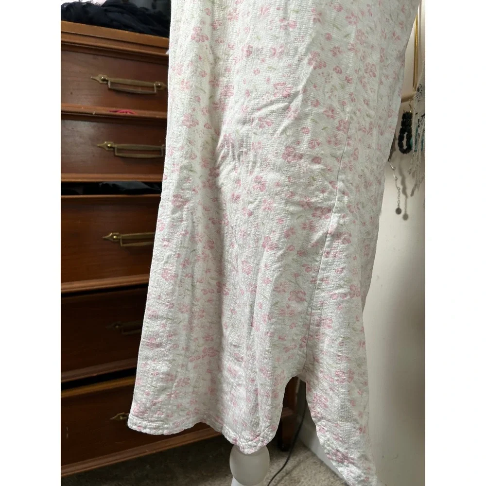 Delicates Vintage Pink Floral Pointelle Knit Nightgown Short‎ Sleeve Lace Trim S